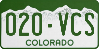 CO license plate 020VCS