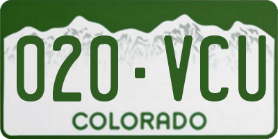 CO license plate 020VCU