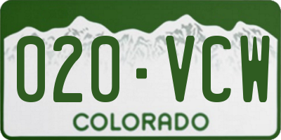 CO license plate 020VCW