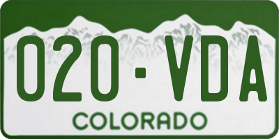 CO license plate 020VDA