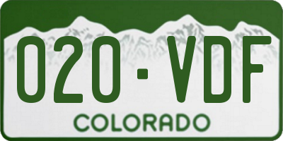 CO license plate 020VDF
