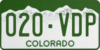 CO license plate 020VDP