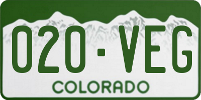 CO license plate 020VEG