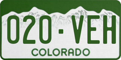 CO license plate 020VEH