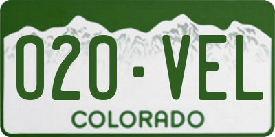 CO license plate 020VEL