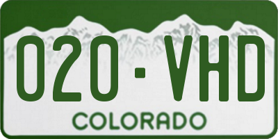 CO license plate 020VHD