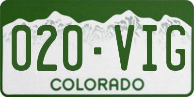 CO license plate 020VIG