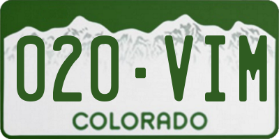 CO license plate 020VIM