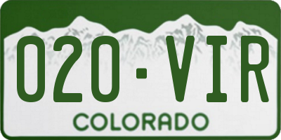 CO license plate 020VIR