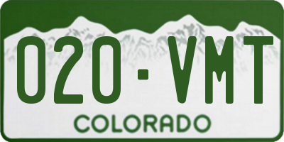 CO license plate 020VMT