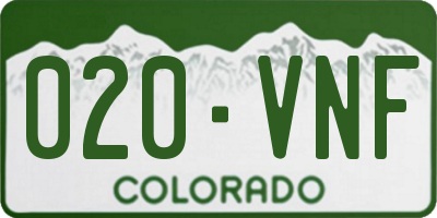 CO license plate 020VNF