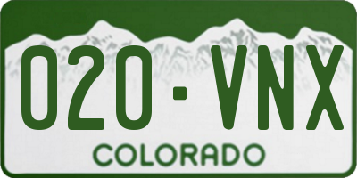 CO license plate 020VNX