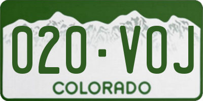 CO license plate 020VOJ