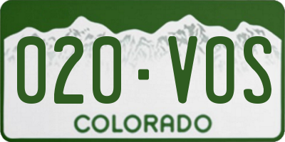 CO license plate 020VOS