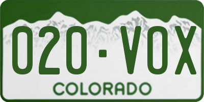 CO license plate 020VOX