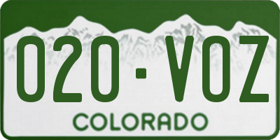 CO license plate 020VOZ