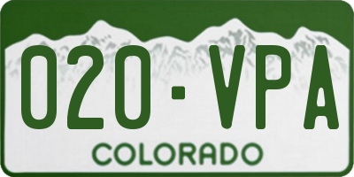 CO license plate 020VPA