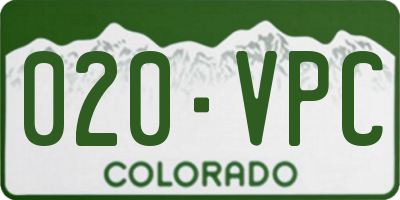 CO license plate 020VPC