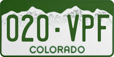 CO license plate 020VPF