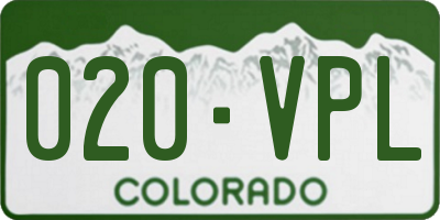 CO license plate 020VPL