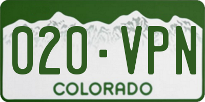 CO license plate 020VPN