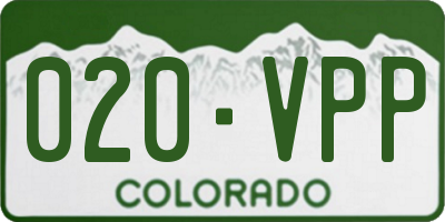 CO license plate 020VPP