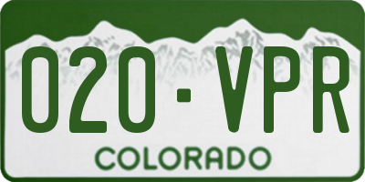 CO license plate 020VPR