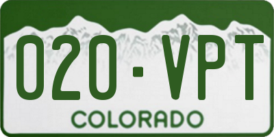 CO license plate 020VPT