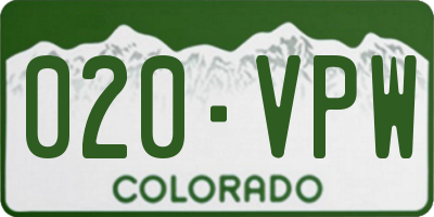 CO license plate 020VPW