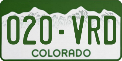 CO license plate 020VRD