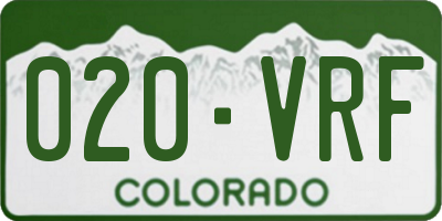 CO license plate 020VRF