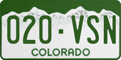 CO license plate 020VSN