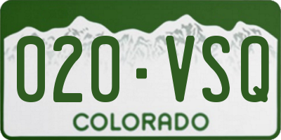 CO license plate 020VSQ