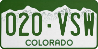 CO license plate 020VSW