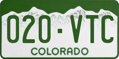 CO license plate 020VTC
