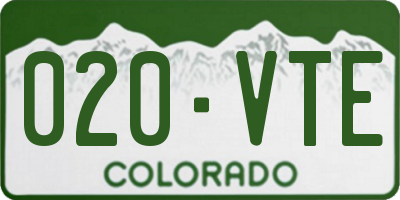 CO license plate 020VTE