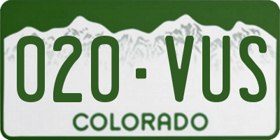 CO license plate 020VUS