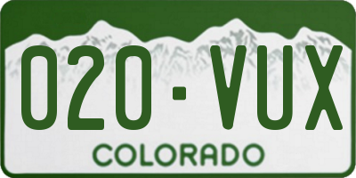 CO license plate 020VUX