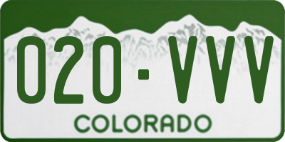 CO license plate 020VVV