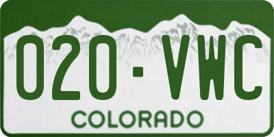 CO license plate 020VWC