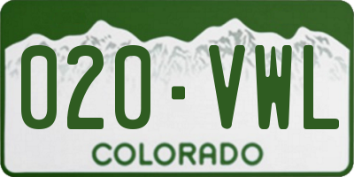CO license plate 020VWL