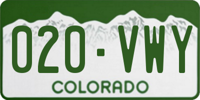 CO license plate 020VWY