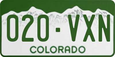 CO license plate 020VXN