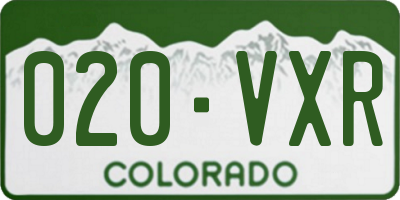 CO license plate 020VXR