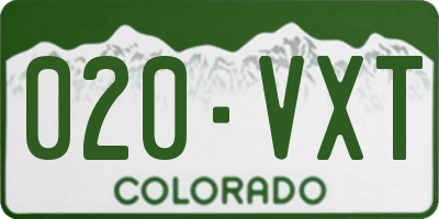 CO license plate 020VXT