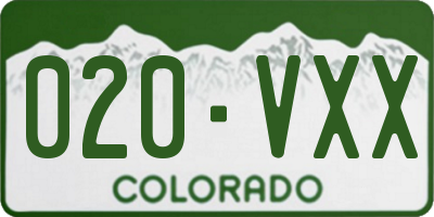 CO license plate 020VXX