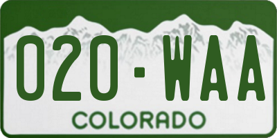 CO license plate 020WAA