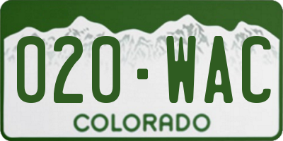 CO license plate 020WAC