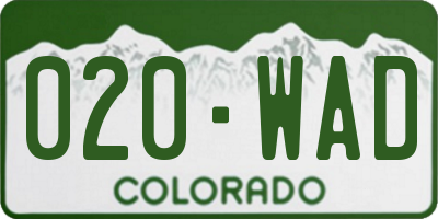 CO license plate 020WAD