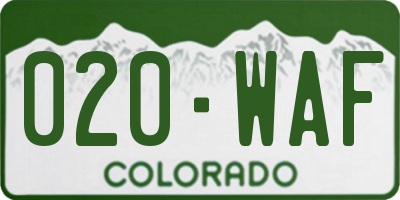 CO license plate 020WAF